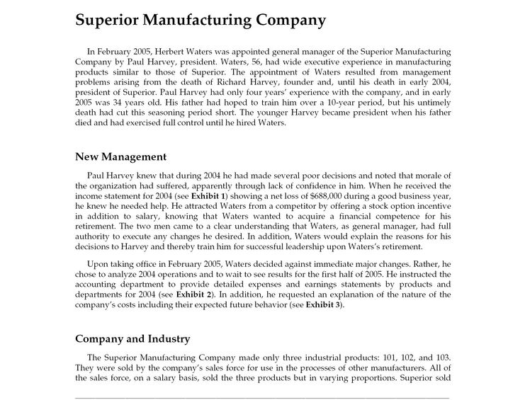 superior manufacturing company case study solution