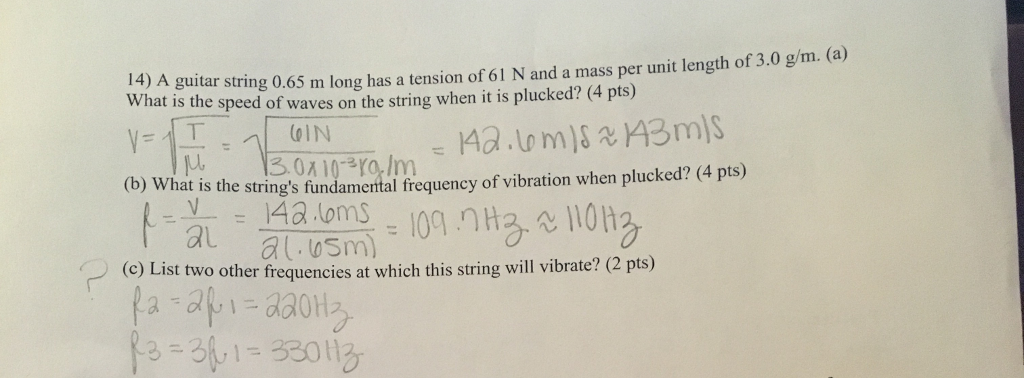 Solved 14 A What is the speed of waves on the string when Chegg