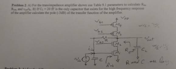 Problem 2 A) For The Transimpedance Amplifier Shown | Chegg.com