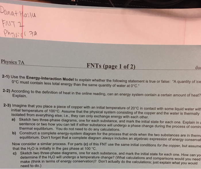 Solved Use The Energy-Interaction Model To Explain Whether | Chegg.com ...