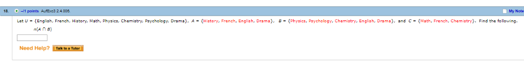 Solved Let U = {English, French, History, Math, Physics, | Chegg.com