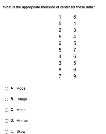 Solved What is the appropriate measure of center for these | Chegg.com