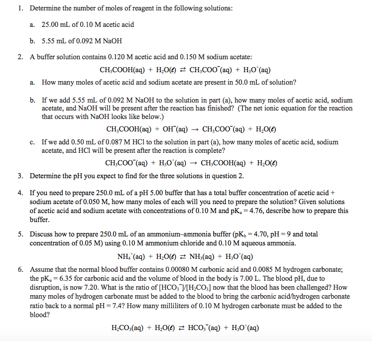 Solved Determine the number of moles of reagent in the | Chegg.com