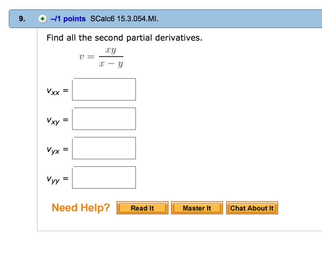 Solved Find All The Second Partial Derivatives V Xy X Y