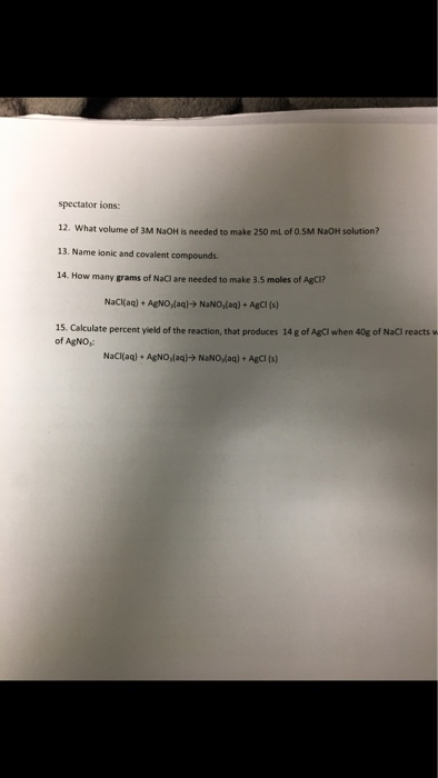 Solved What volume of 3M NaOH a needed to make 250 ml of | Chegg.com