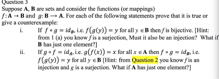 Solved Suppose A, B Are Sets And Consider The Functions (or | Chegg.com