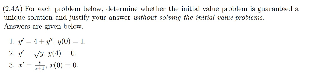 Solved For Each Problem Below, Determine Whether The Initial | Chegg.com