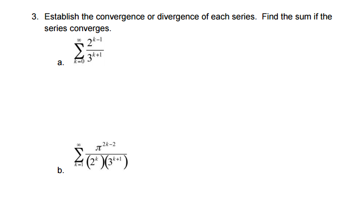 Solved Establish the convergence or divergence of each | Chegg.com