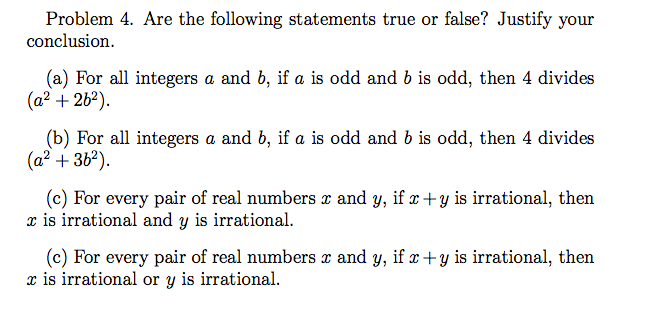 Solved Are The Following Statements True Or False Justify 6651