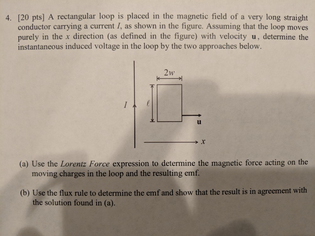 Solved 4. [20 pts] A rectangular loop is placed in the | Chegg.com