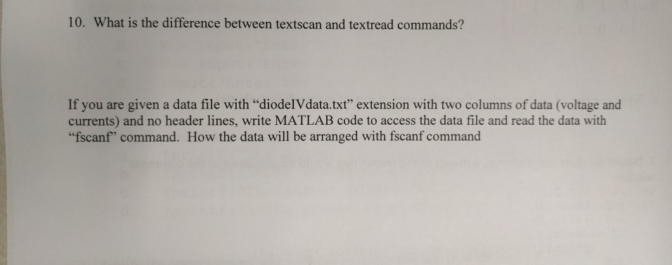 Solved 10. What Is The Difference Between Textscan And | Chegg.com