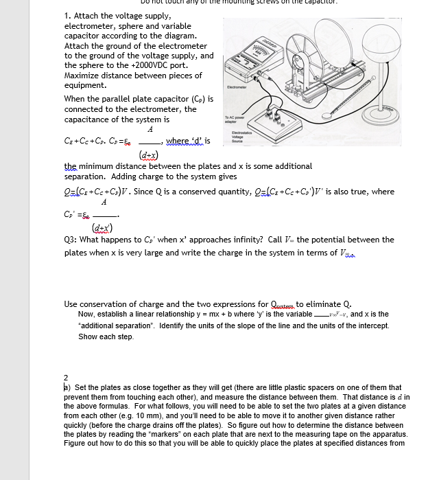 Solved 1. Attach the voltage supply electrometer, sphere and | Chegg.com