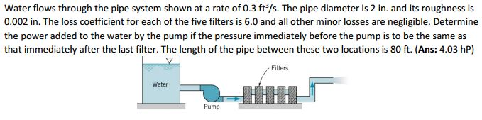 Solved Water flows through the pipe system shown at a rate | Chegg.com