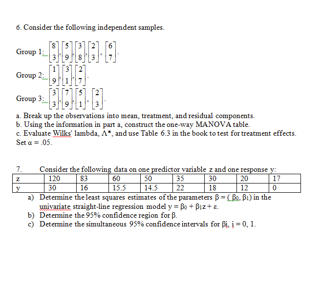 Solved Consider The Following Independent Samples. Group 1: | Chegg.com