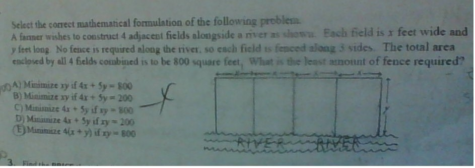 Solved a farmer wishes to construct 4 adjacent fields | Chegg.com