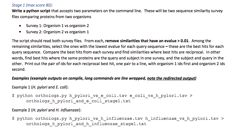 Solved Stage 1 (max score 80): Write a python script that | Chegg.com