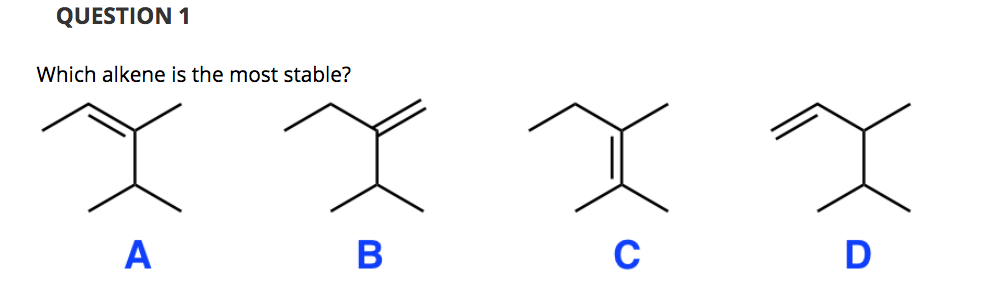 Of The Following Which Is The Most Stable Alkene Answer