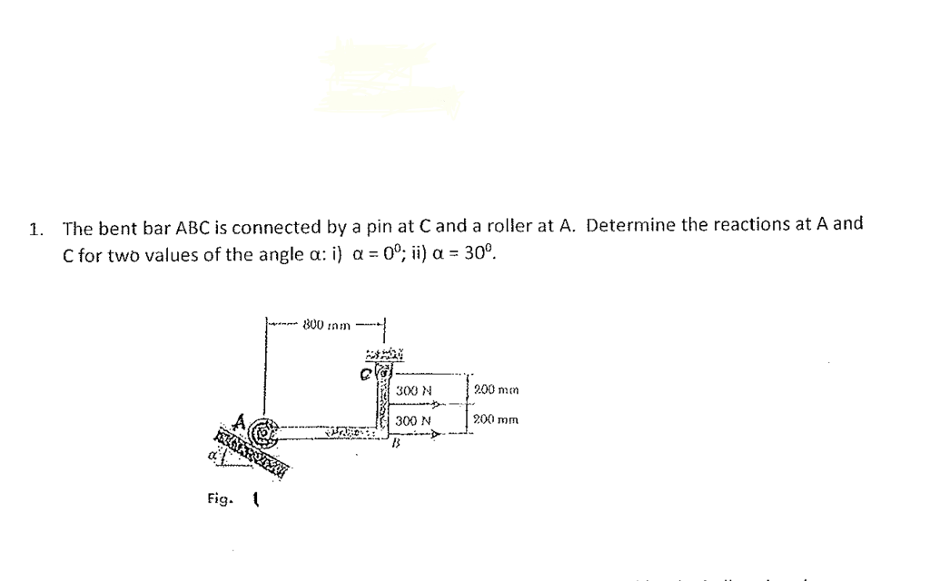 Solved The Bent Bar ABC Is Connected By A Pin At C And A | Chegg.com