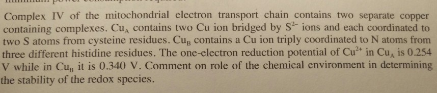 Solved Complex IV of the mitochondrial electron transport | Chegg.com