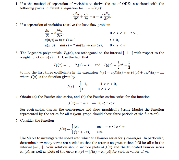 Solved Use the method of separation of variables to derive | Chegg.com