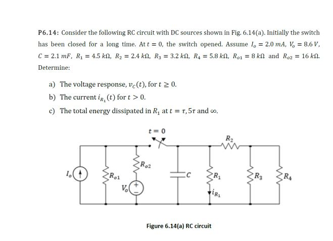 Solved Consider the following RC circuit with DC sources | Chegg.com