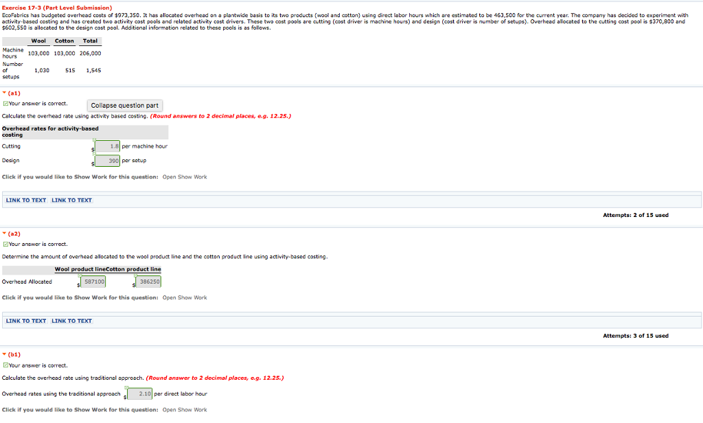 Solved Exercise 17-3 (Part Level Submission) EcoFabrics has | Chegg.com