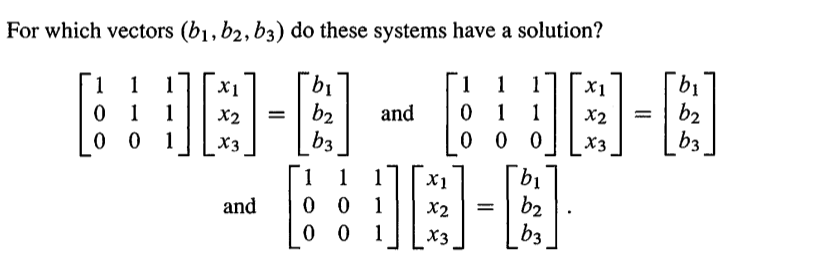 Solved For Which Vectors (b_1, B_2,b_3) Do These Systems | Chegg.com