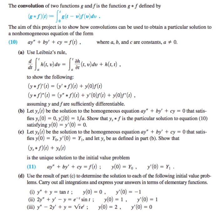 Solved The convolution of two functions g and/is the | Chegg.com