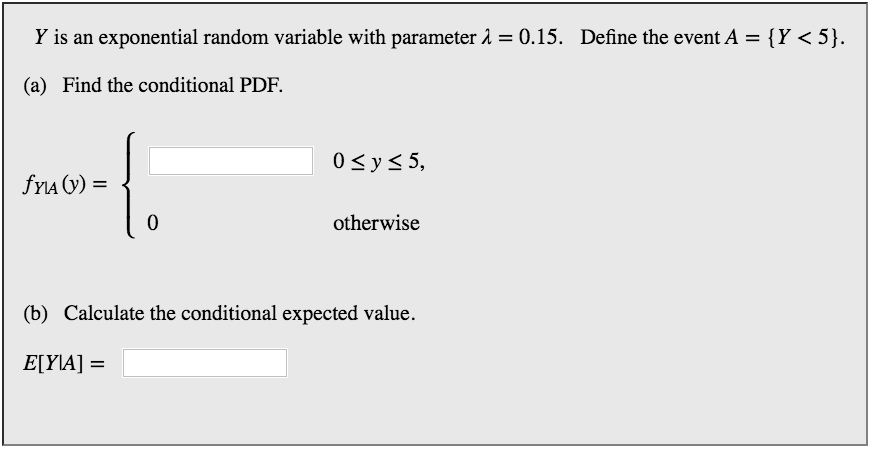 Solved Y is an exponential random variable with parameter ? | Chegg.com