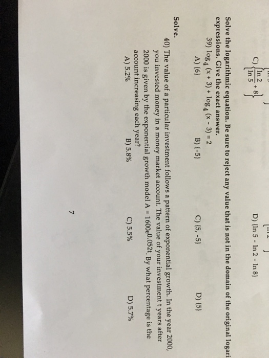Solved Solve The Logarithmic Equation Be Sure To Reject Any Chegg