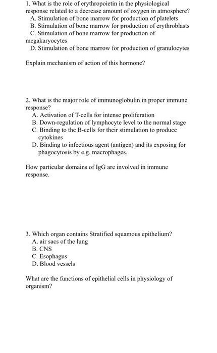 Solved What is the role of erythropoietin in the | Chegg.com