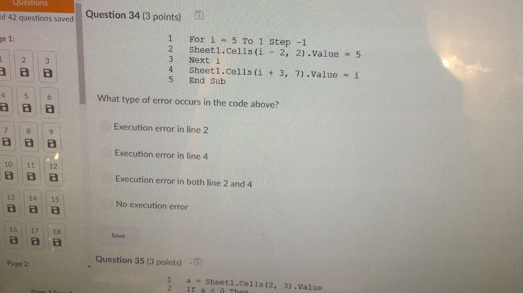 Solved For I = 5 To 1 Step -1 Sheet1.cells (i - 2, 2).value 