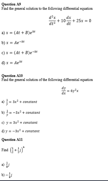 Solved Find The General Solution To The Following 