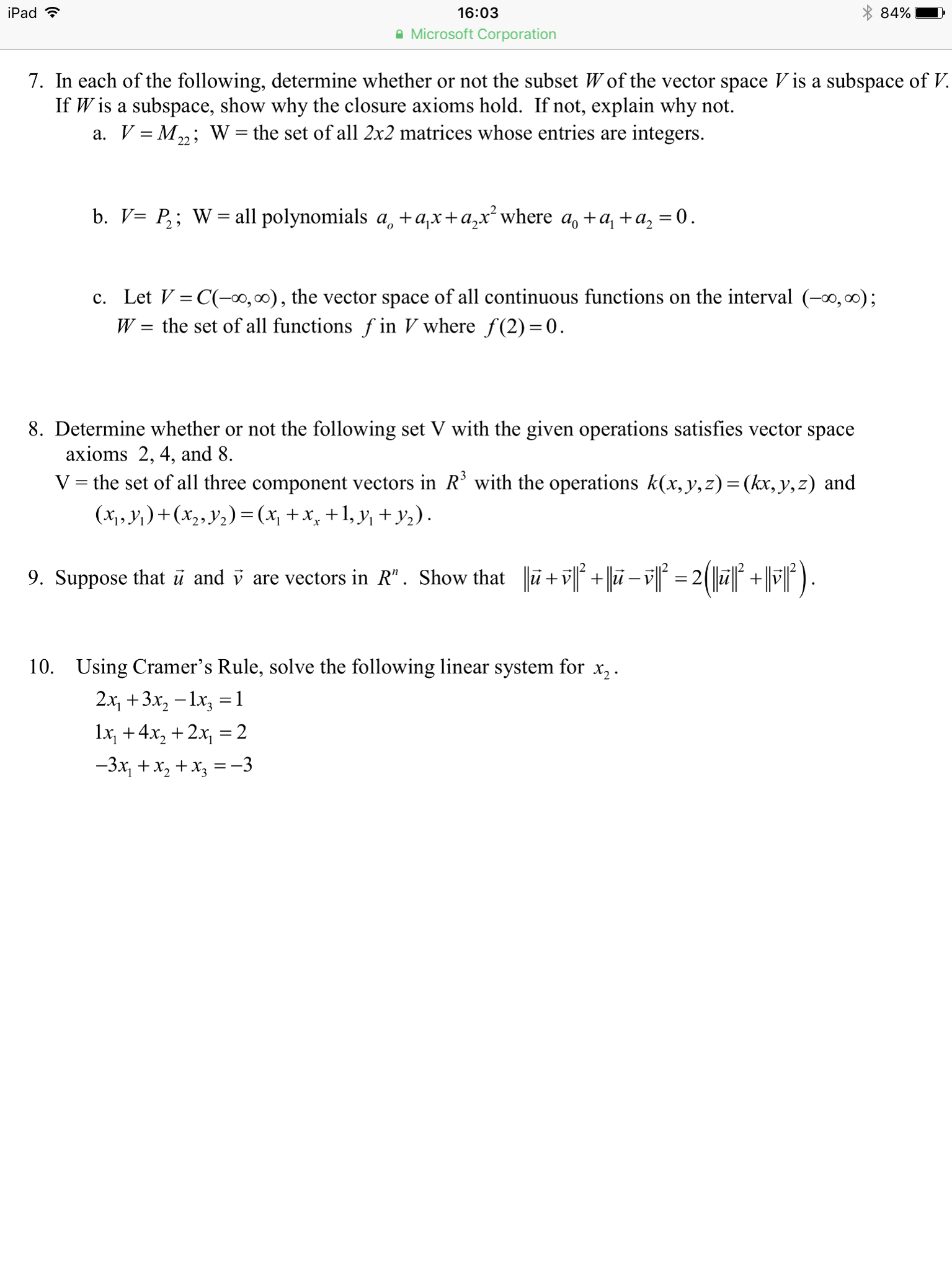 Solved In Each Of The Following, Determine Whether Or Not | Chegg.com