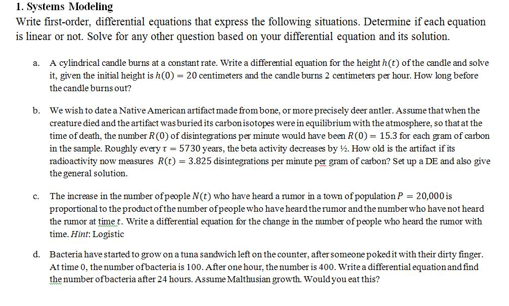 Solved Write first-order, differential equations that | Chegg.com