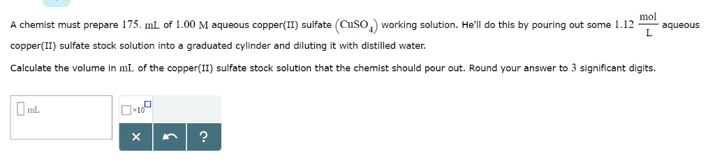 Solved mol A chemist must prepare 175. mL of 1.00 M aqueous | Chegg.com
