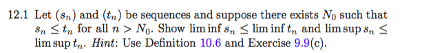 Solved 12.1 Let (sn) and (tn) be sequences and suppose there | Chegg.com