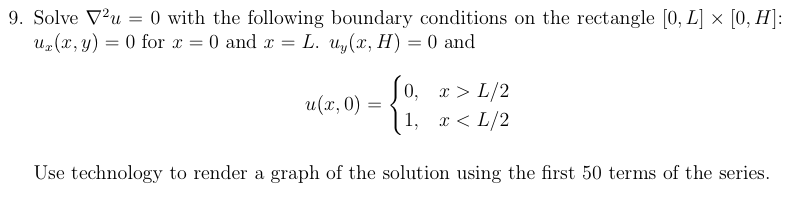 Solve nabla^2 u= 0 with the following boundary | Chegg.com