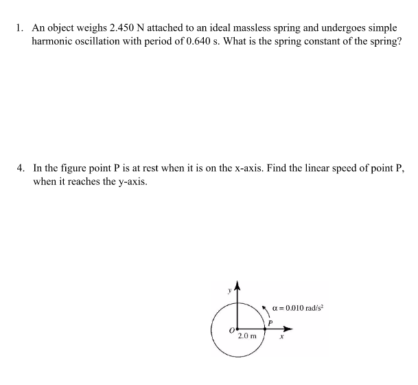 Solved An object weighs 2.450 N attached to an ideal | Chegg.com
