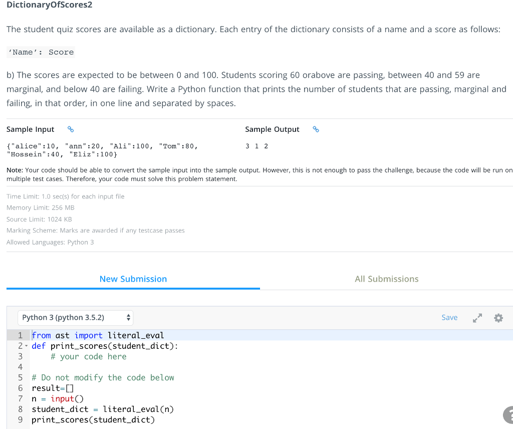 Solved DictionarvOfScores2 The student quiz scores are | Chegg.com