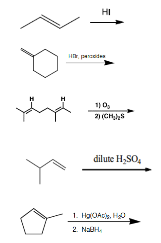 Solved HI Her, peroxides 1) O3 2) (CH32S dilute H2SO4 1. Hg