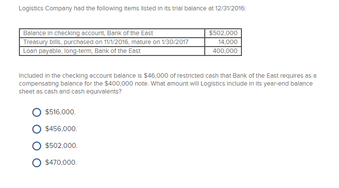 Solved Logistics Company had the following items listed in | Chegg.com