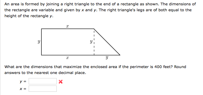 Solved An area is formed by joining a right triangle to the | Chegg.com