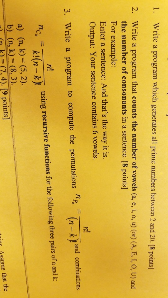 Solved 1. Write a program which generates all prime numbers | Chegg.com