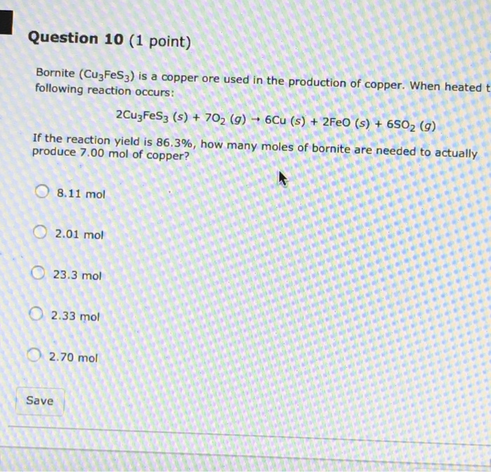 Solved Bornite (Cu_3FeS_3) is a copper ore used in the | Chegg.com