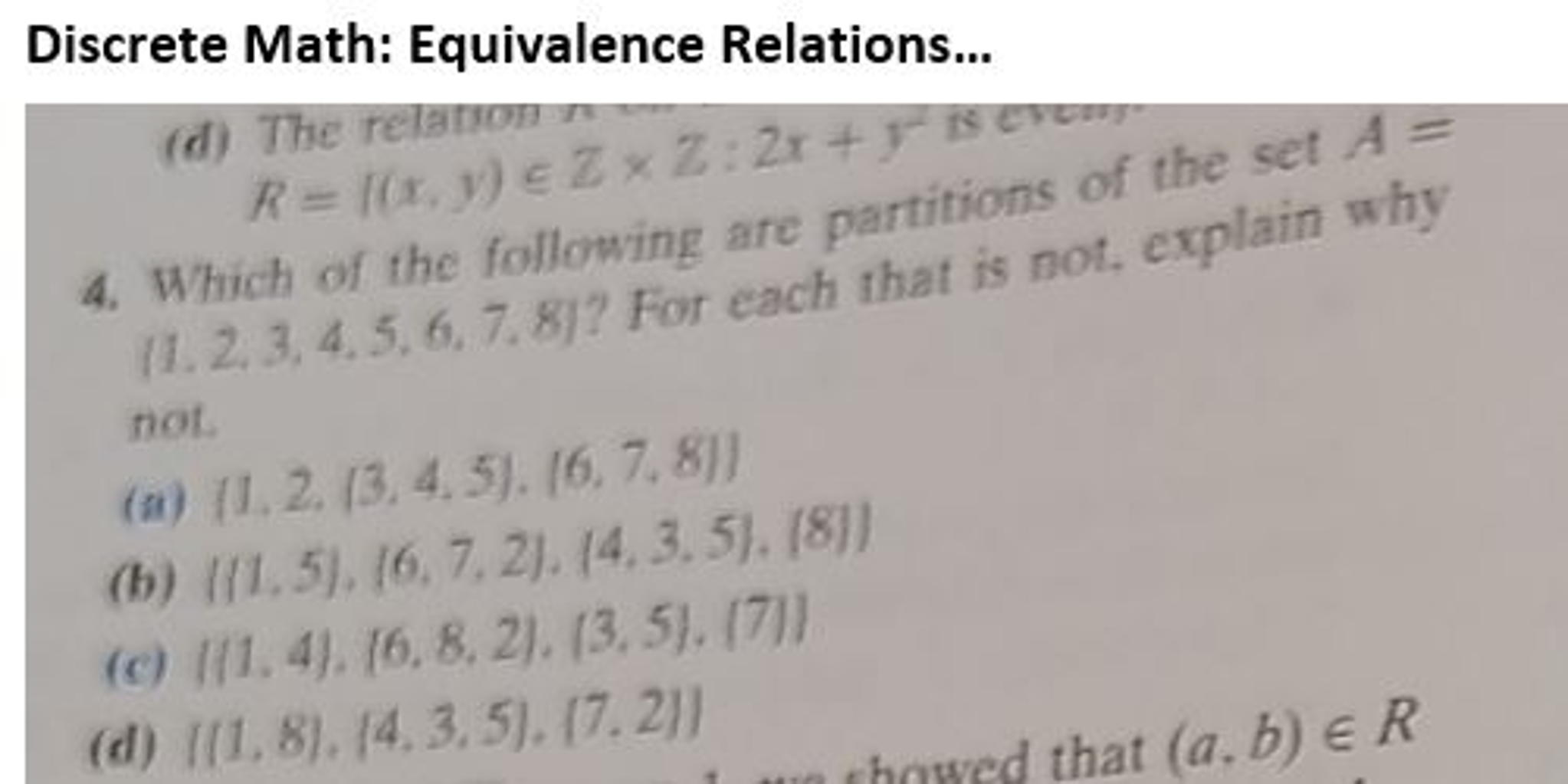 Solved Which Of The Following Are Partitions Of The Set A = | Chegg.com