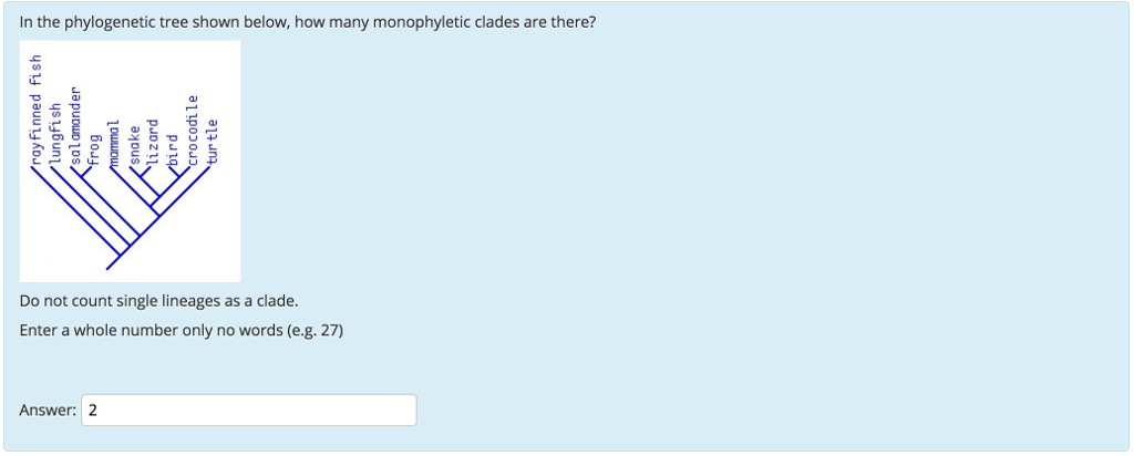 Solved In the phylogenetic tree shown below, how many | Chegg.com