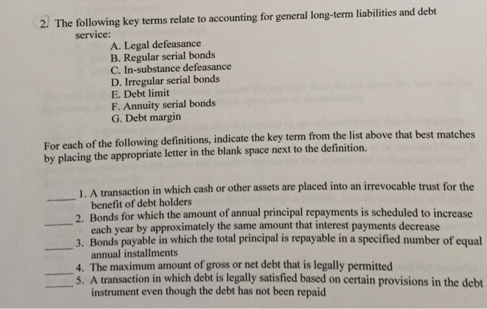 Solved The Following Key Terms Relate To Accounting For | Chegg.com