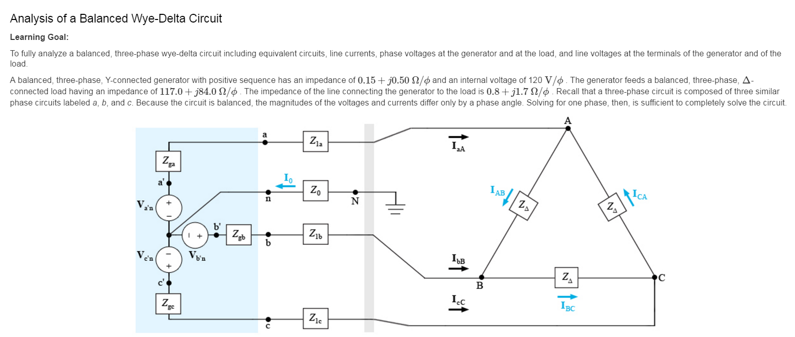 Solved Analysis Of A Balanced Wye Delta Circuit Learning