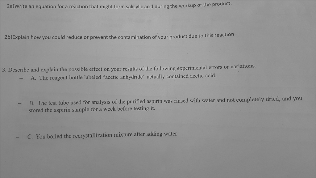 2a) Write an equation for a reaction that might form | Chegg.com